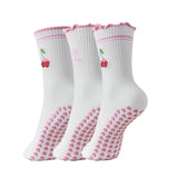 3 Pairs Ruffle Grip Socks for Pilates - Women's Knee-High Style