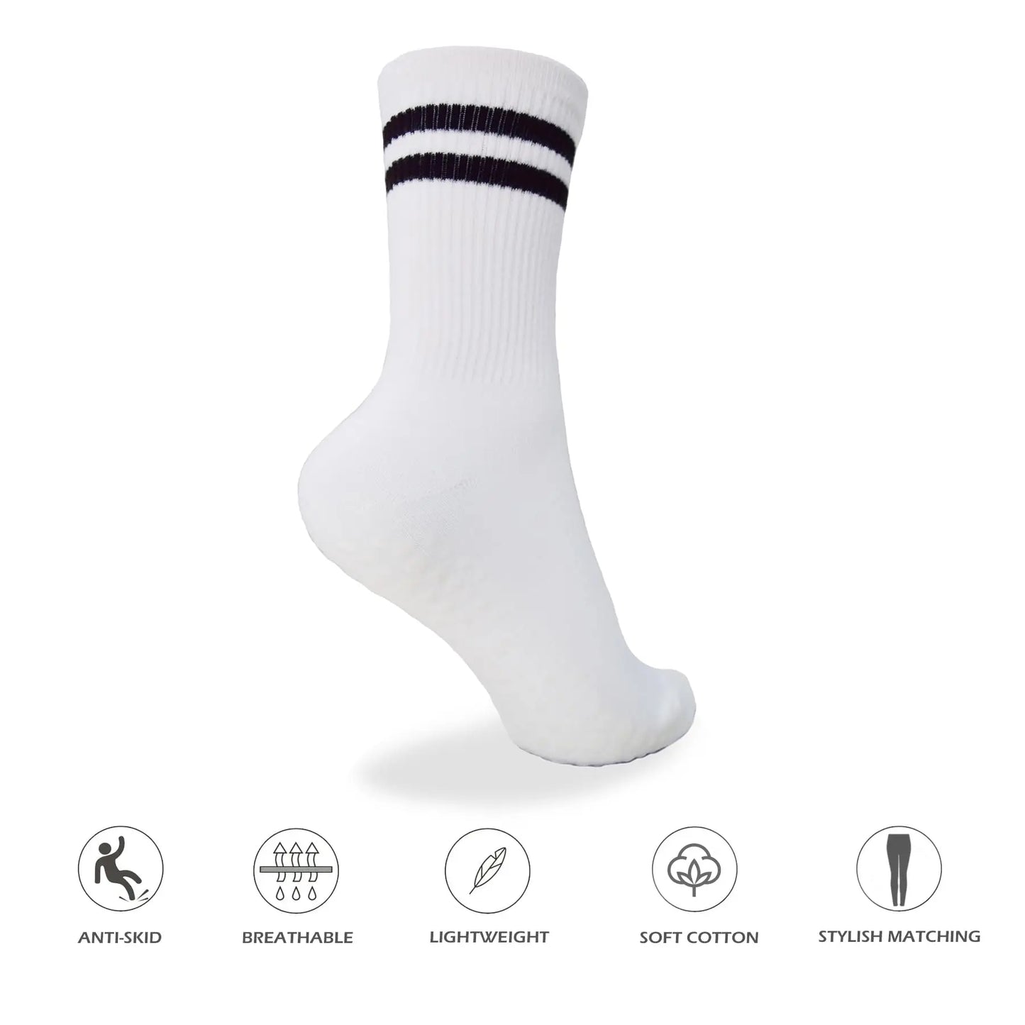 6-Pack Women's Anti-Slip Pilates Striped Knee-High Socks