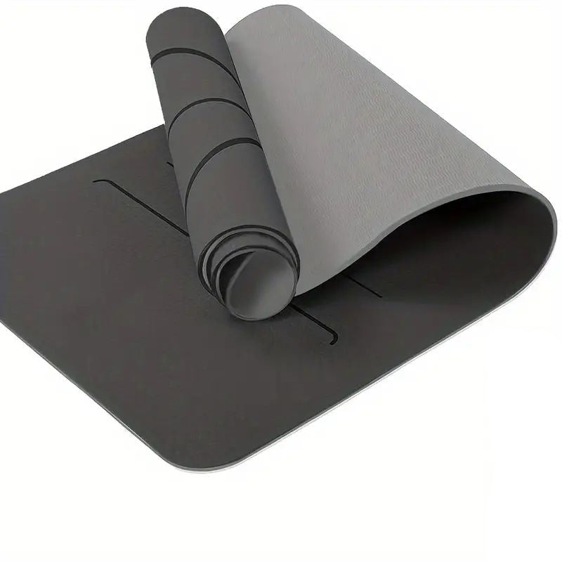 Sport TPE Yoga Mat Exercise Workout Mats Fitness Mat for Home Gym Grey 8mm