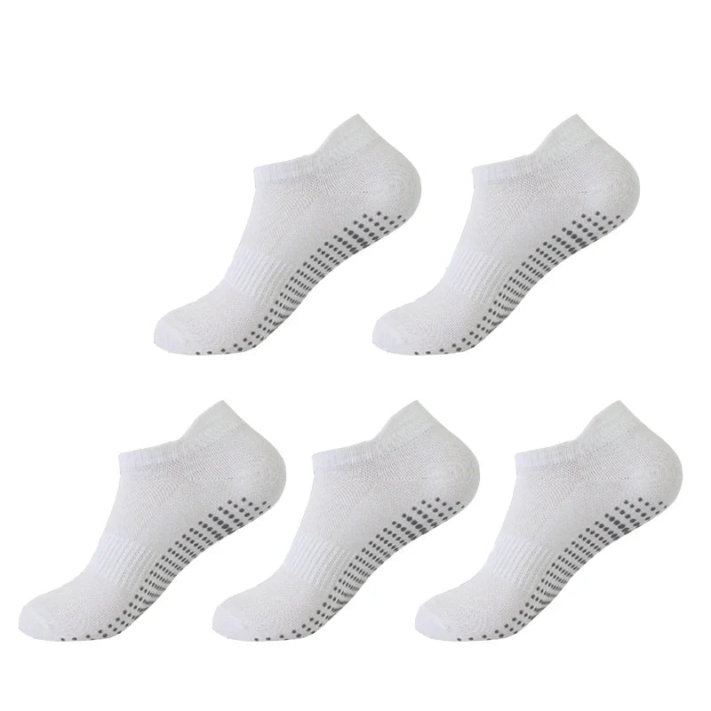 5 Pairs Women’s Cotton Pilates Socks - Breathable Non-Slip Short Mesh