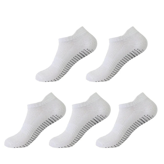 5 Pairs Women’s Cotton Pilates Socks - Breathable Non-Slip Short Mesh