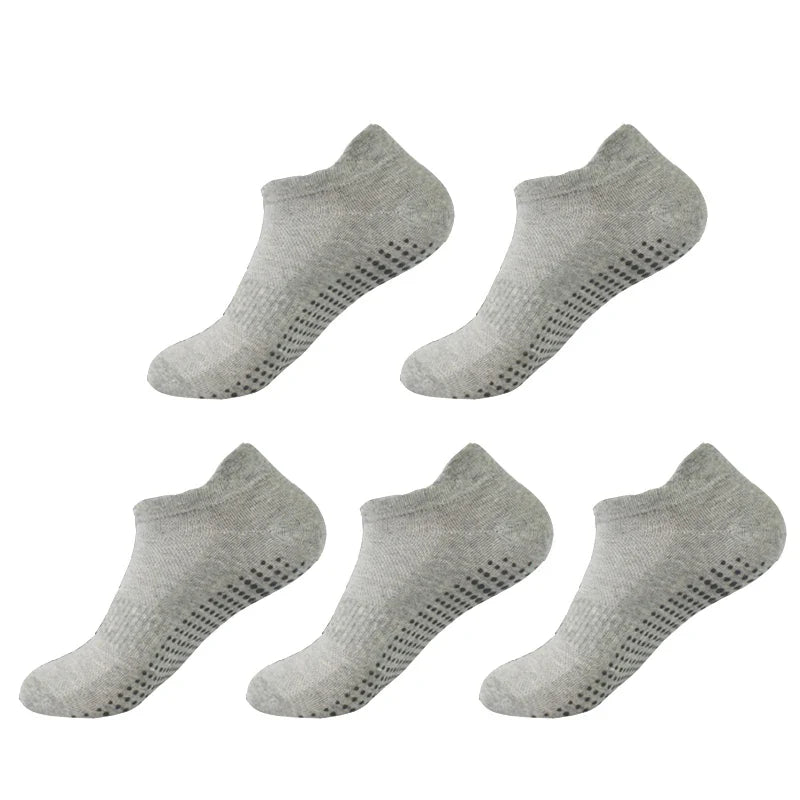 5 Pairs Women’s Cotton Pilates Socks - Breathable Non-Slip Short Mesh