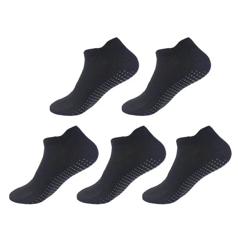 5 Pairs Women’s Cotton Pilates Socks - Breathable Non-Slip Short Mesh
