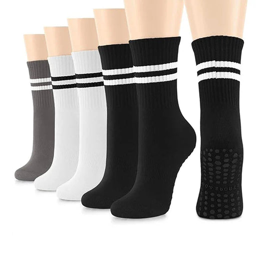 5 Pairs Non-Slip Pilates Socks with Silicone Grips for Women