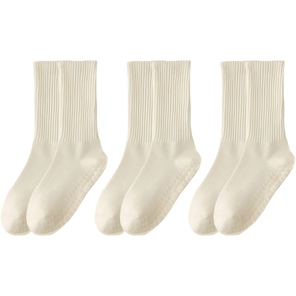 3 Pairs of Anti-Slip Cotton Pilates Socks for Women