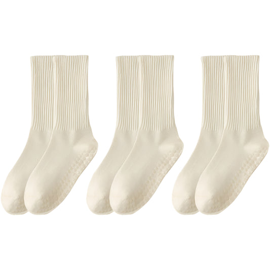 3 Pairs of Anti-Slip Cotton Pilates Socks for Women