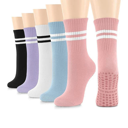 5 Pairs Non-Slip Pilates Socks with Silicone Grips for Women