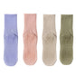 4 Pairs Mid Calf Pilates Socks with Silicone Non-Slip Grip