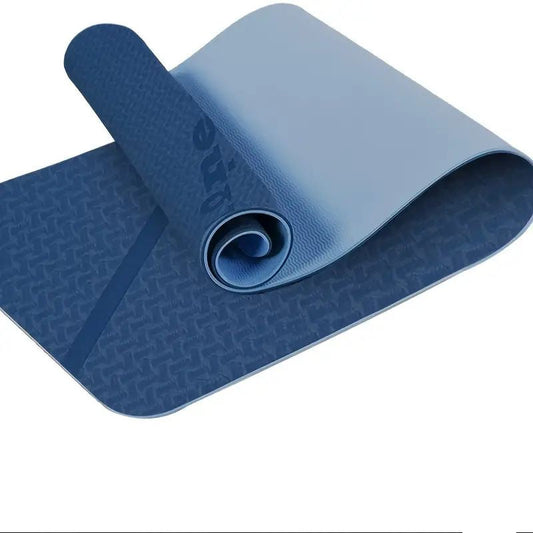 Sport TPE Yoga Mat Exercise Workout Mats Fitness Mat for Home Gym Blue 8mm