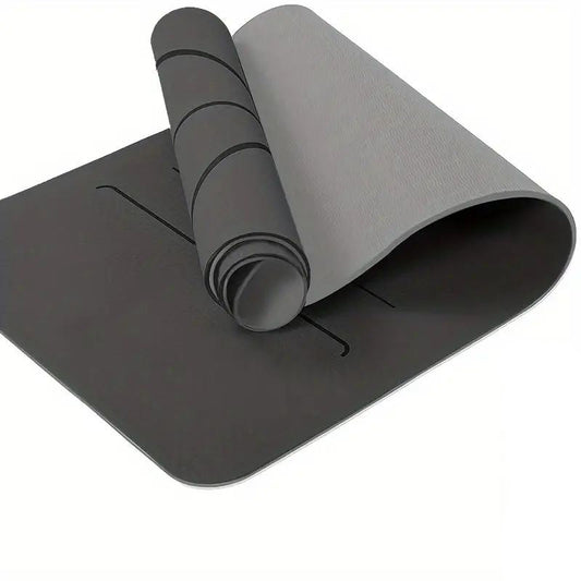 Sport TPE Yoga Mat Exercise Workout Mats Fitness Mat for Home Gym Grey 8mm