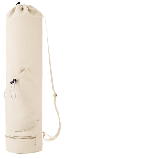 Off White Durable Yoga Mat Carry Bag - Multi-Functional Fitness Backpack with Wet Pocket(Mugs are filming props, not included)