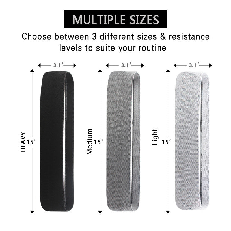 Grey Colour Scheme Fabric Resistance Bands Set - 3 Levels Non-Slip Hip Bands for Strength Training