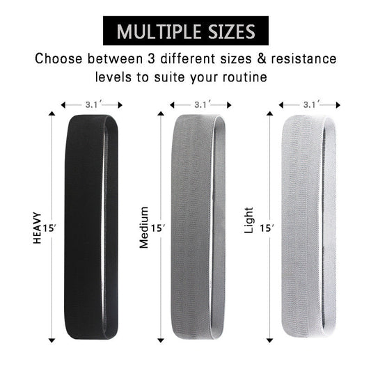 Grey Colour Scheme Fabric Resistance Bands Set - 3 Levels Non-Slip Hip Bands for Strength Training