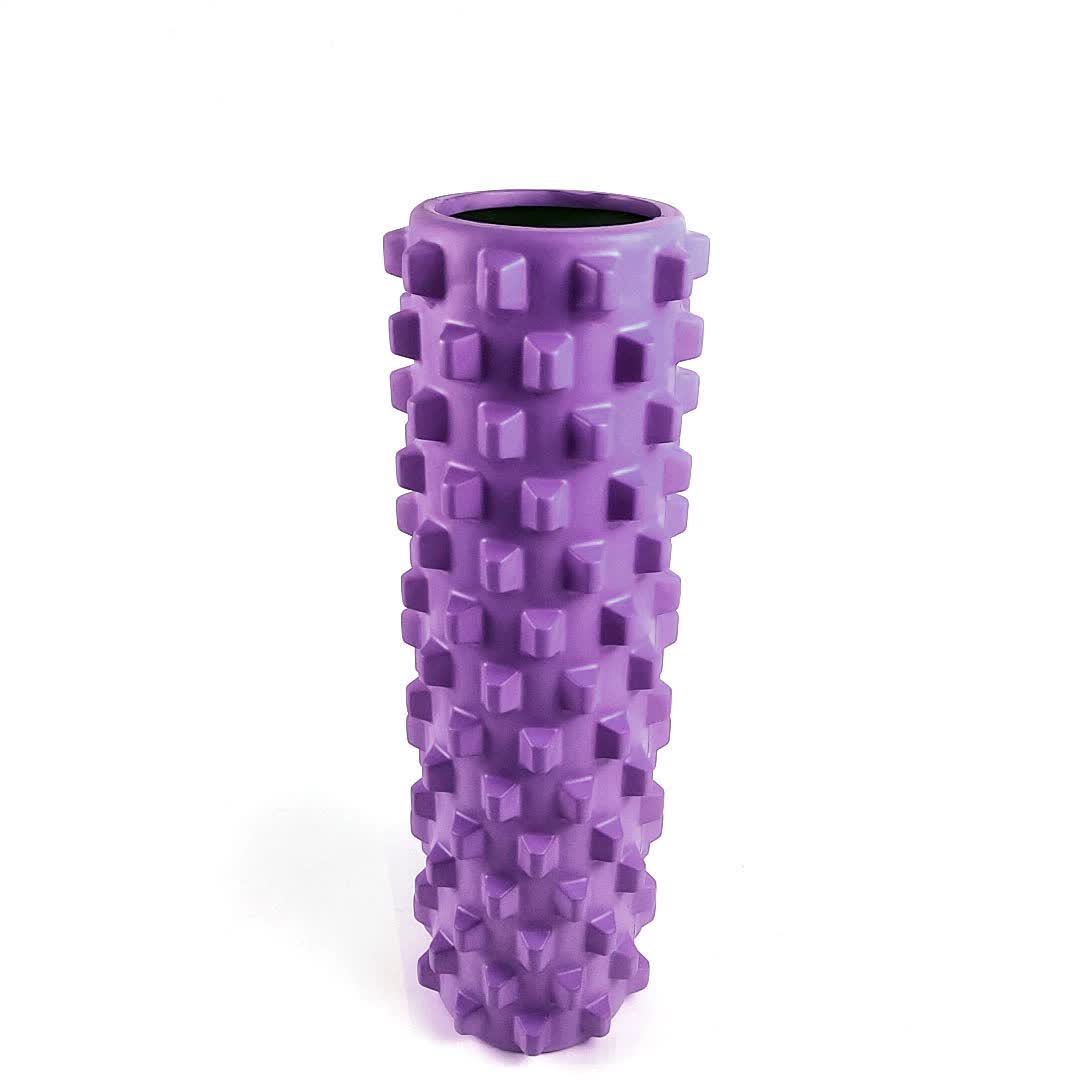 Purple Solid Yoga Foam Roller 45cm - Colorful Wolf Tooth Design Muscle Relaxation Massage Stick for Fitness and Sports